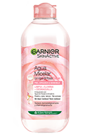 Esencia de rosas Garnier Skin Active, detalles en rosa.